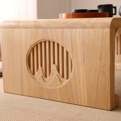 Solid Wood Grain Landscape Low Tea Table — Japanese-Style Floor Table for Tea & Living Room