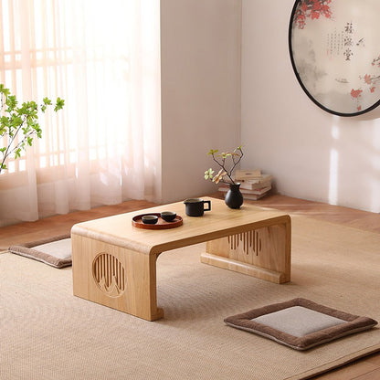 Solid Wood Grain Landscape Low Tea Table — Japanese-Style Floor Table for Tea & Living Room