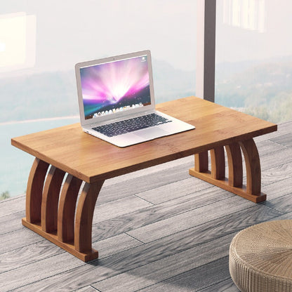 Bamboo Arched Low Tea Table — Japanese-Style Floor Table for Tea, Reading & Living Room