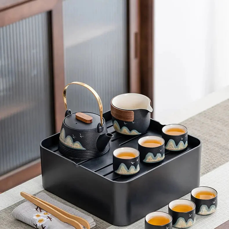 Black Ceramic Gongfu Tea Set product gallery photo 12 for travel tea set