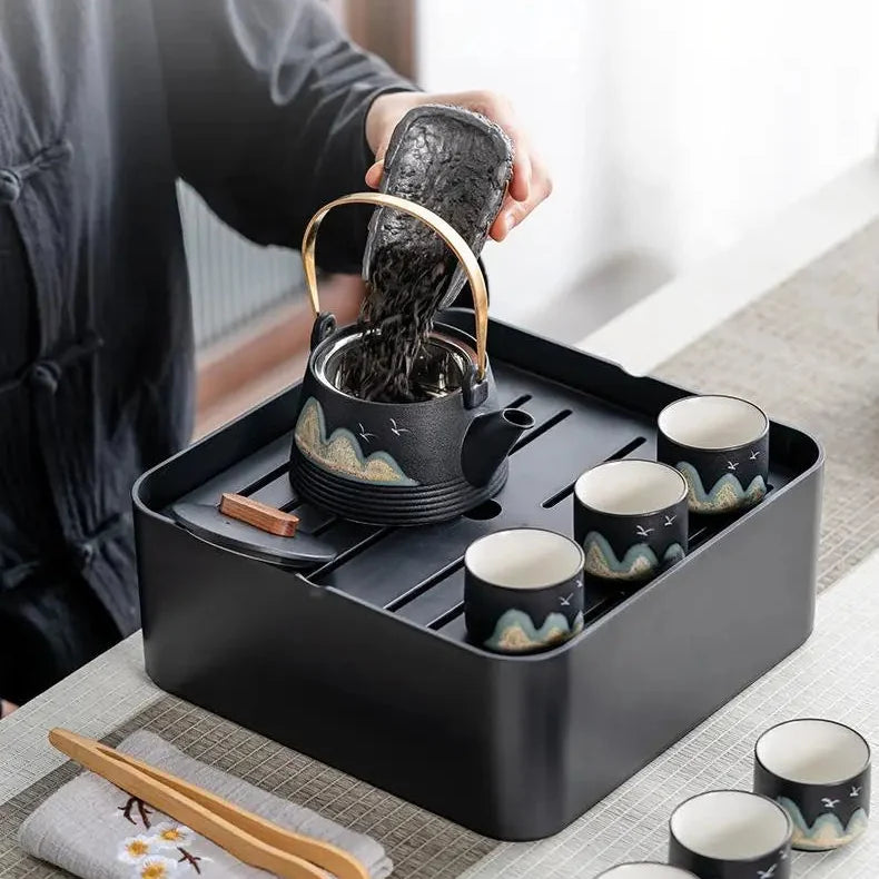 Black Ceramic Gongfu Tea Set product gallery photo 13 for travel tea set