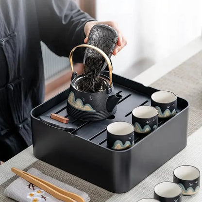 Black Ceramic Gongfu Tea Set product gallery photo 13 for travel tea set