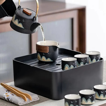 Black Ceramic Gongfu Tea Set product gallery photo 14 for travel tea set