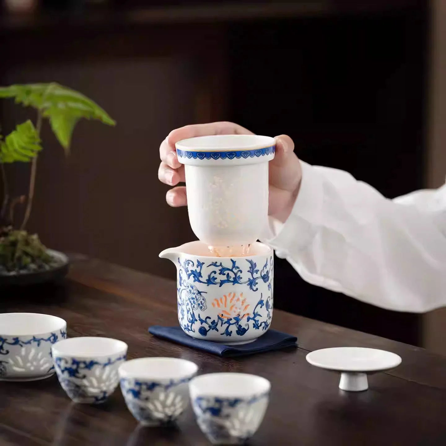 Blue & White Porcelain Travel Tea Set main product photo for travel tea set