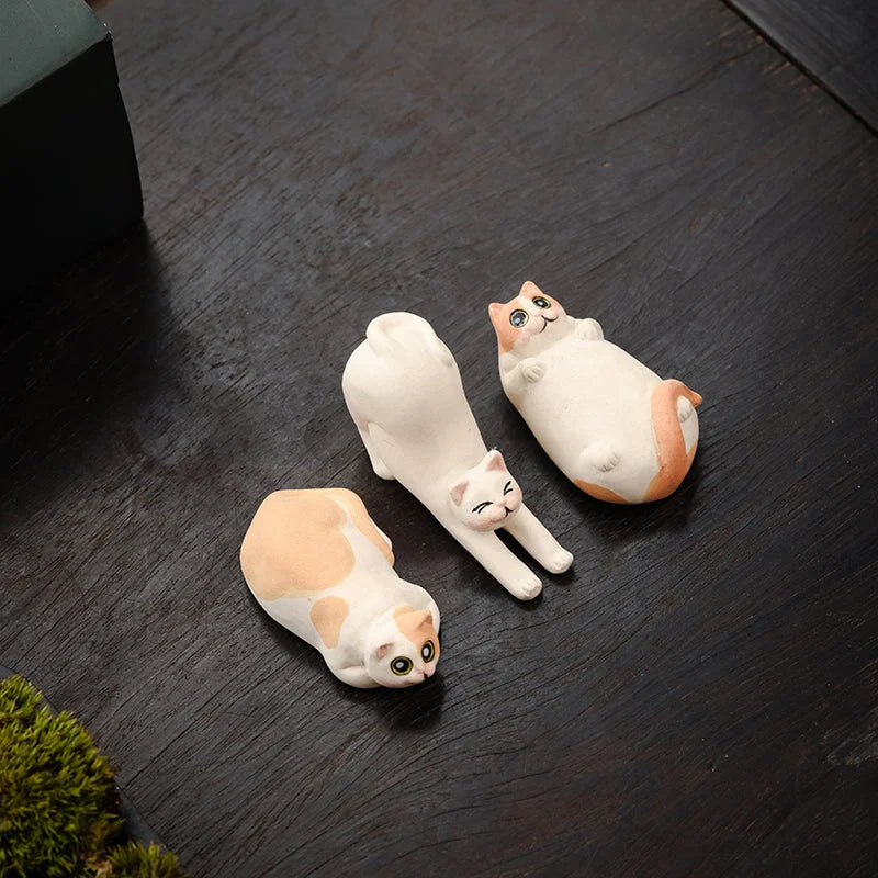 Hand-painted Cat Trio Tea Pets product gallery photo 5 for gongfu tea pet