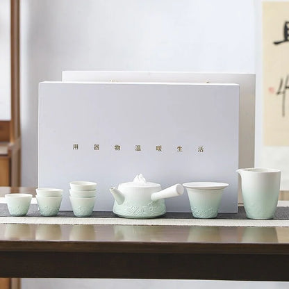 Celadon Ombre Porcelain Tea Set main product photo for ceramic gongfu tea set