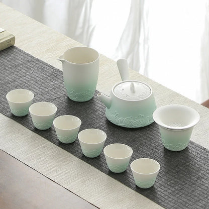 Celadon Ombre Porcelain Tea Set detail photo 4 for ceramic gongfu tea set