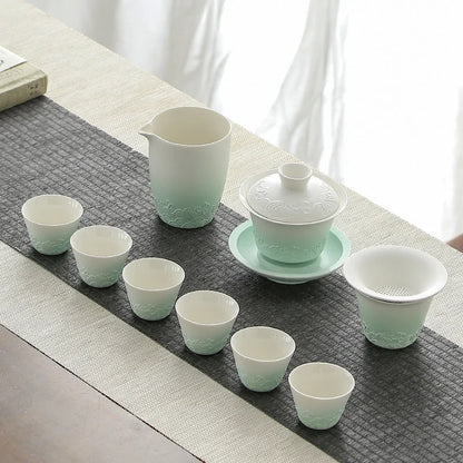 Celadon Ombre Porcelain Tea Set product gallery photo 5 for ceramic gongfu tea set