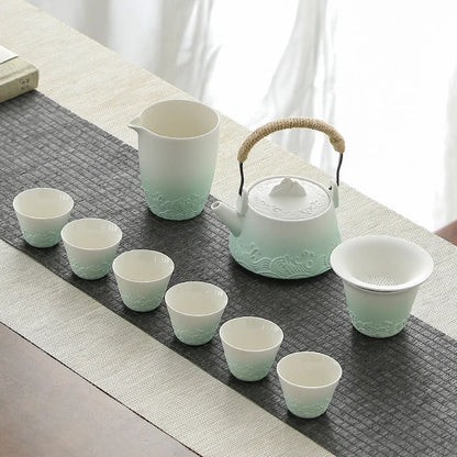 Celadon Ombre Porcelain Tea Set product gallery photo 6 for ceramic gongfu tea set