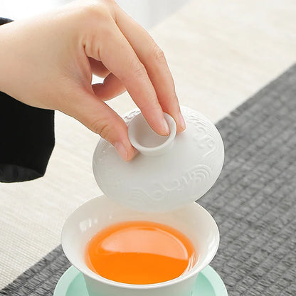 Celadon Ombre Porcelain Tea Set product gallery photo 10 for ceramic gongfu tea set