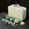 Ceramic Tea Set with Travel Case — Chinese Crackle Glaze Teapot & Cups Gift Box Set