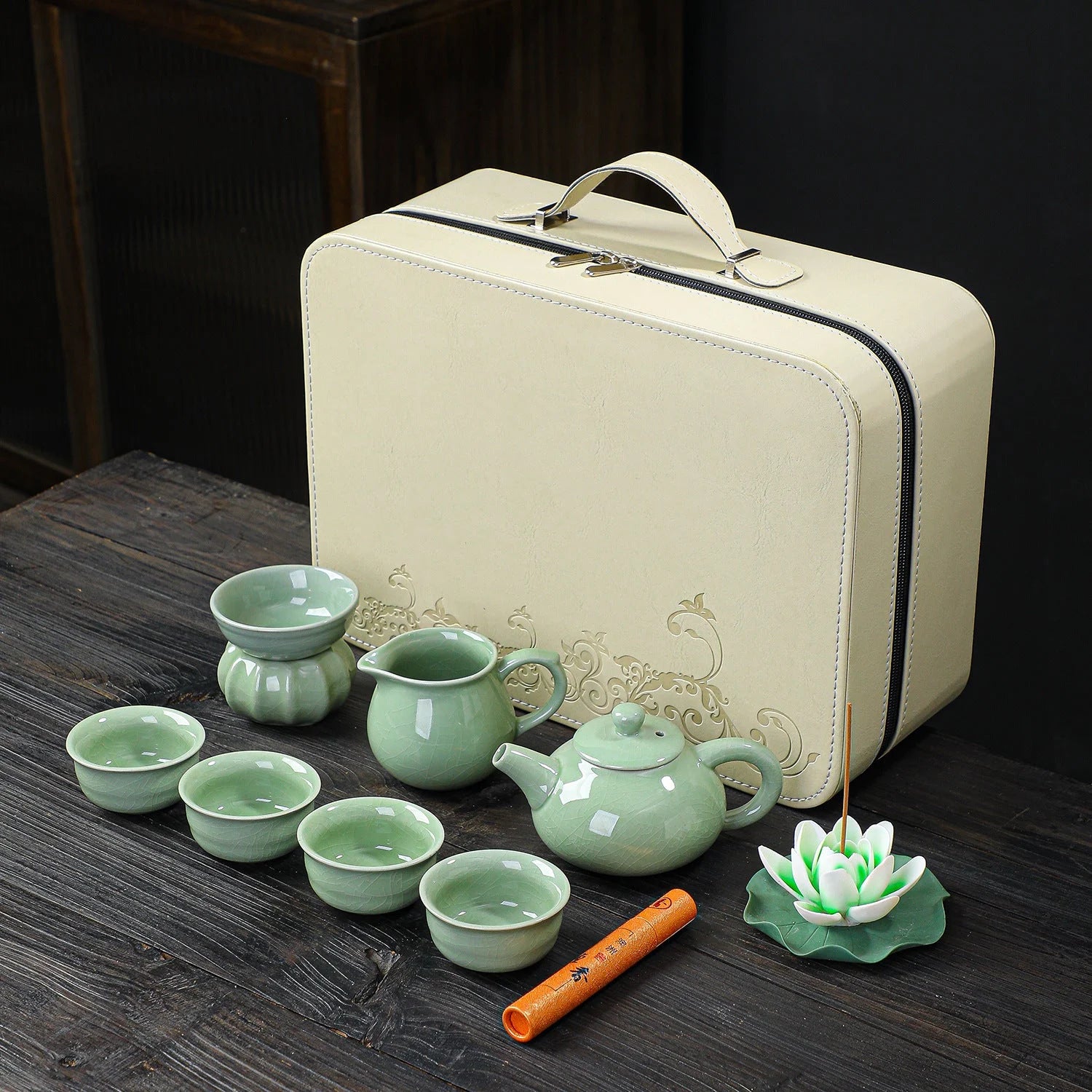 Ceramic Tea Set with Travel Case main product photo for travel tea set