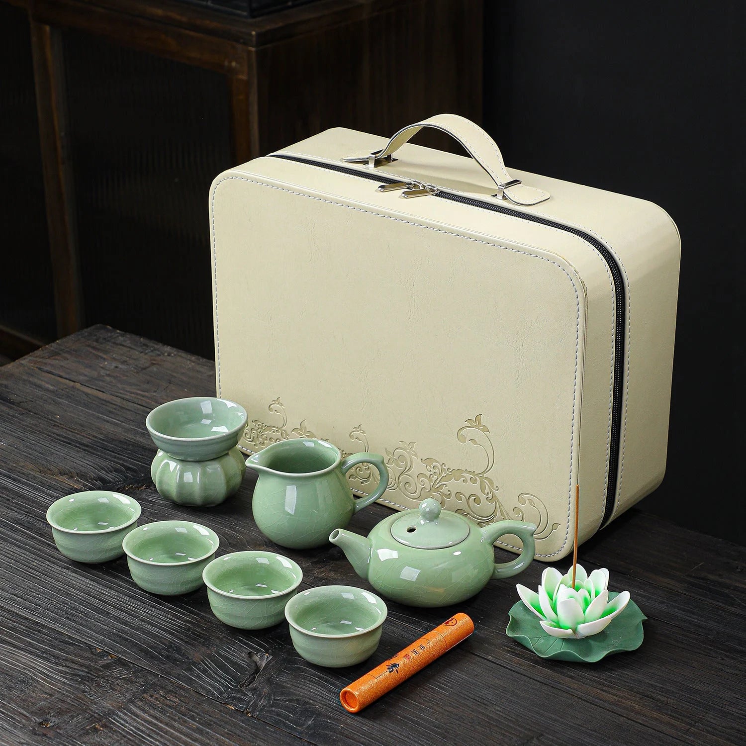 Ceramic Tea Set with Travel Case detail photo 4 for travel tea set