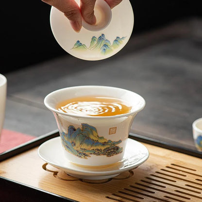 Creamy White Porcelain Gongfu Tea Set product gallery photo 15 for ceramic gongfu tea set