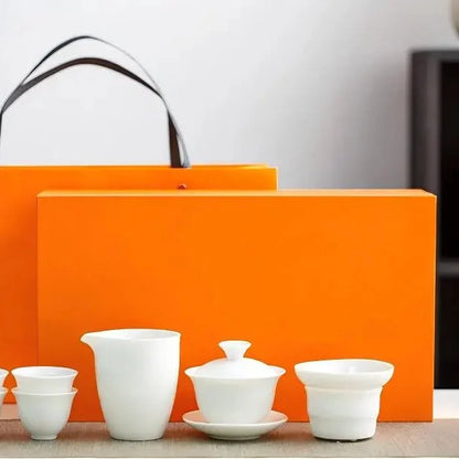 Creamy White Porcelain Gongfu Tea Set with Gift Box main product photo for ceramic gongfu tea set
