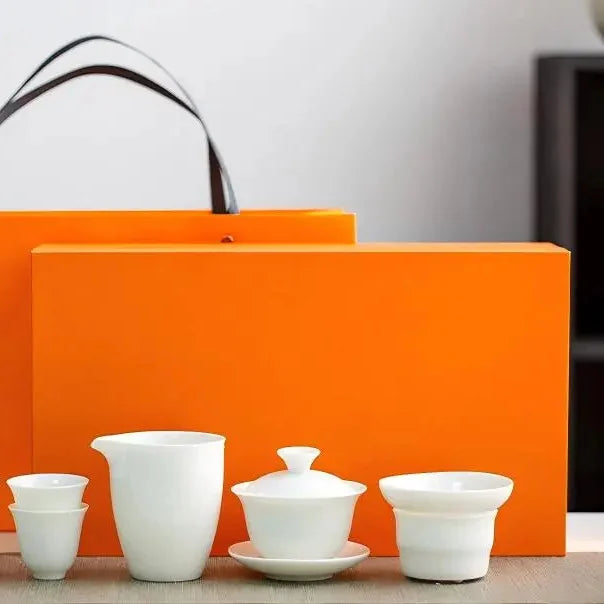Creamy White Porcelain Gongfu Tea Set with Gift Box detail photo 2 for ceramic gongfu tea set