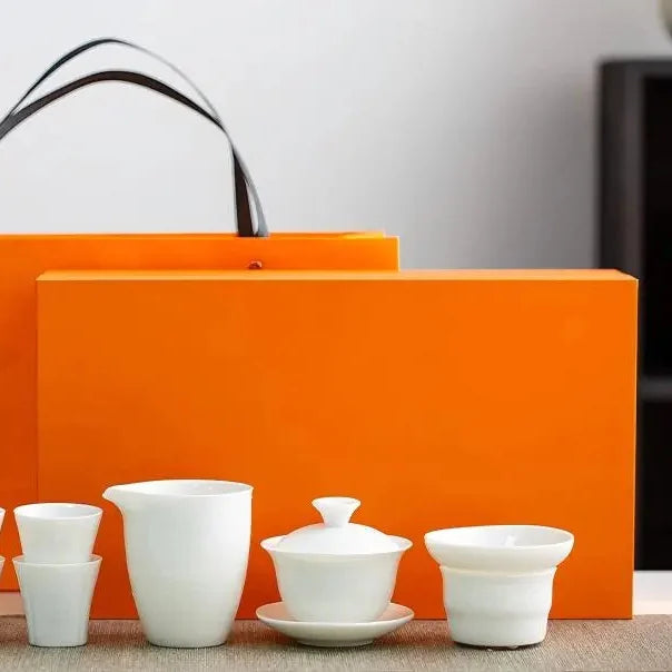 Creamy White Porcelain Gongfu Tea Set with Gift Box detail photo 3 for ceramic gongfu tea set