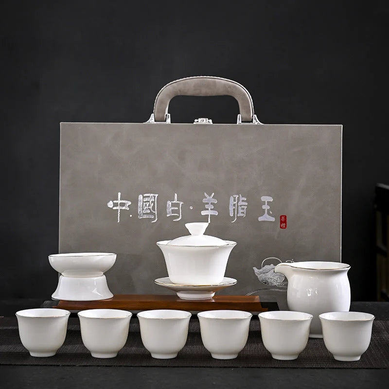 Jade-like White Porcelain Tea Set main product photo for ceramic gongfu tea set