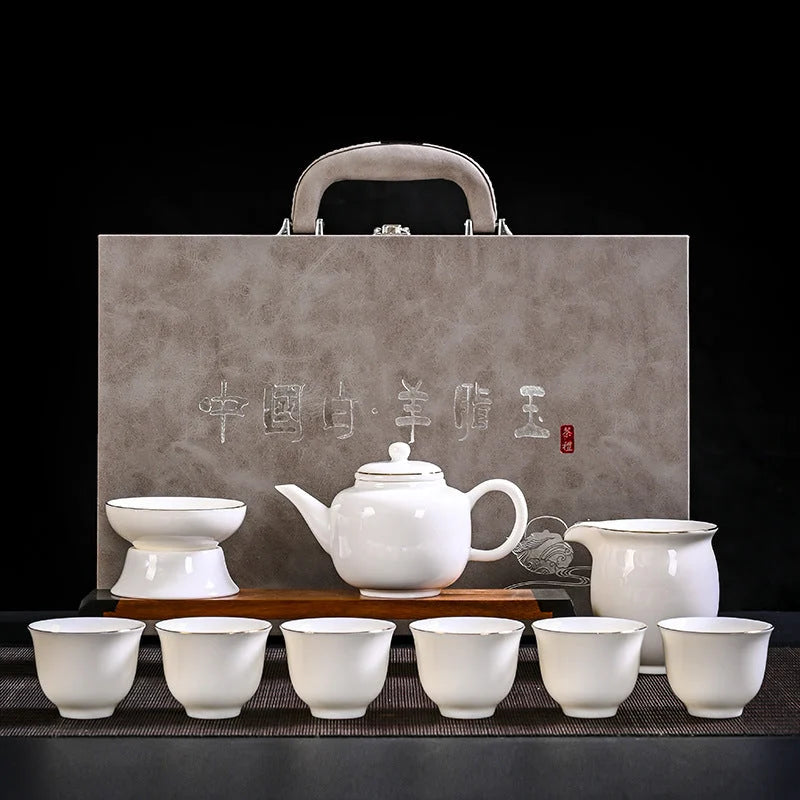 Jade-like White Porcelain Tea Set detail photo 2 for ceramic gongfu tea set