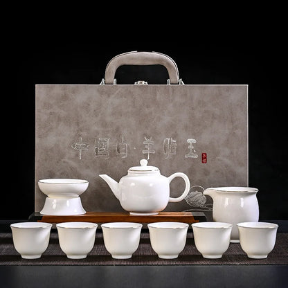 Jade-like White Porcelain Tea Set detail photo 2 for ceramic gongfu tea set