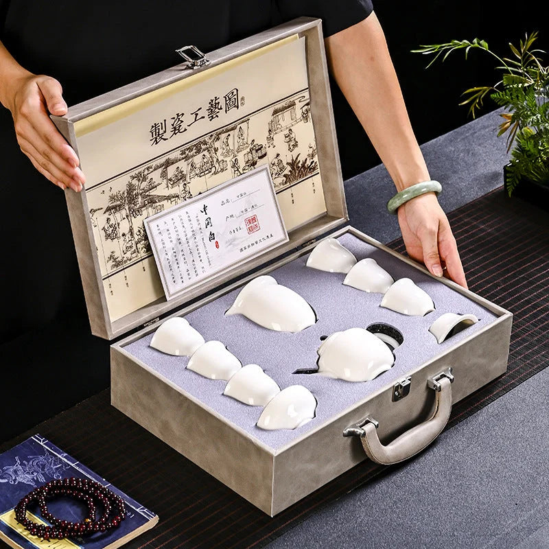Jade-like White Porcelain Tea Set detail photo 3 for ceramic gongfu tea set