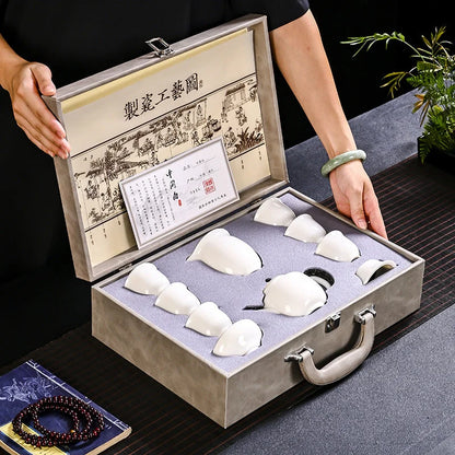 Jade-like White Porcelain Tea Set detail photo 3 for ceramic gongfu tea set