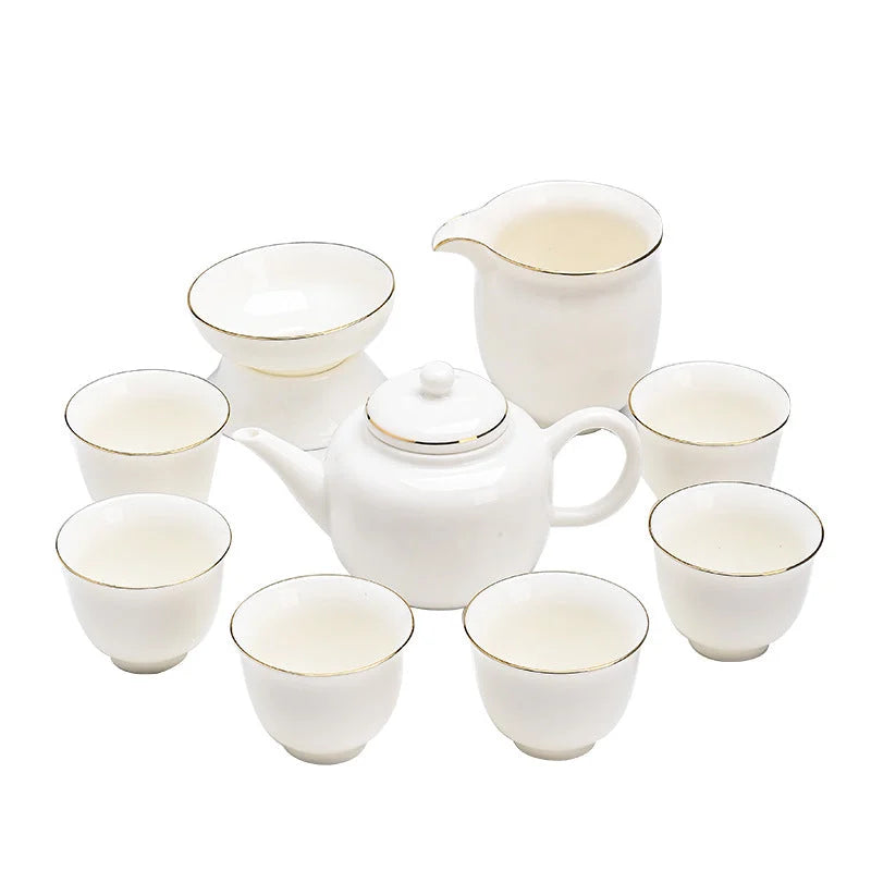 Jade-like White Porcelain Tea Set product gallery photo 5 for ceramic gongfu tea set