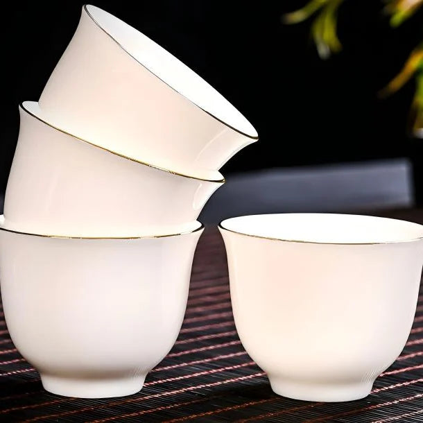 Jade-like White Porcelain Tea Set product gallery photo 9 for ceramic gongfu tea set