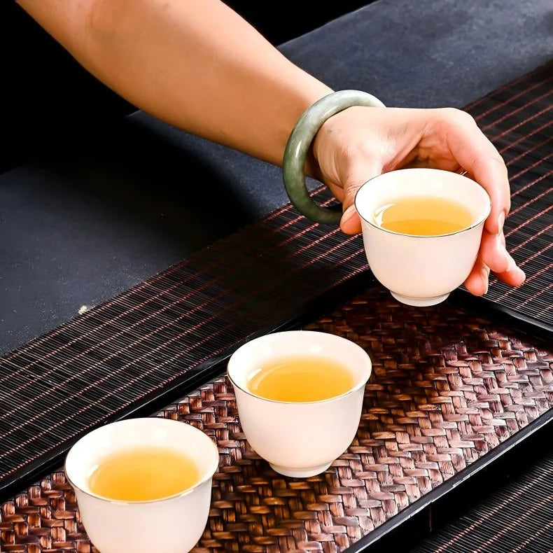 Jade-like White Porcelain Tea Set product gallery photo 10 for ceramic gongfu tea set
