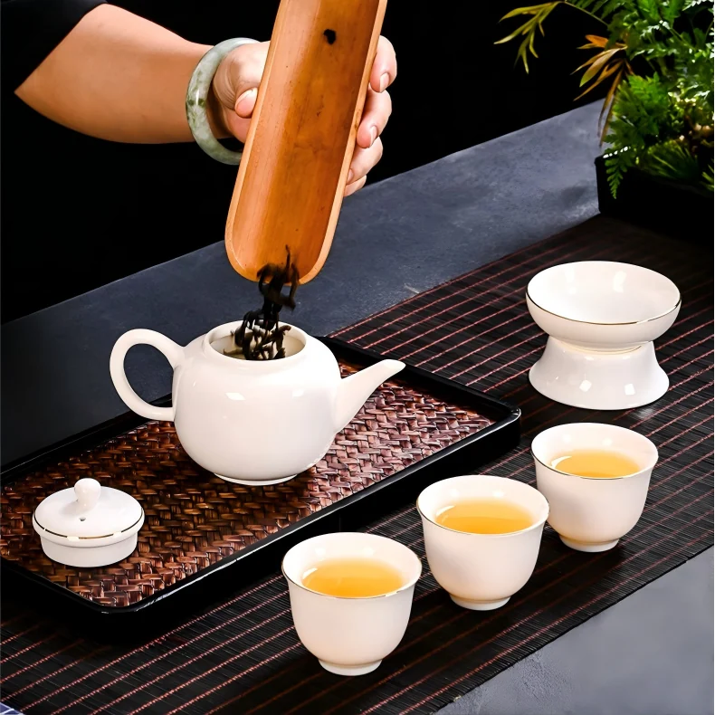 Jade-like White Porcelain Tea Set product gallery photo 11 for ceramic gongfu tea set