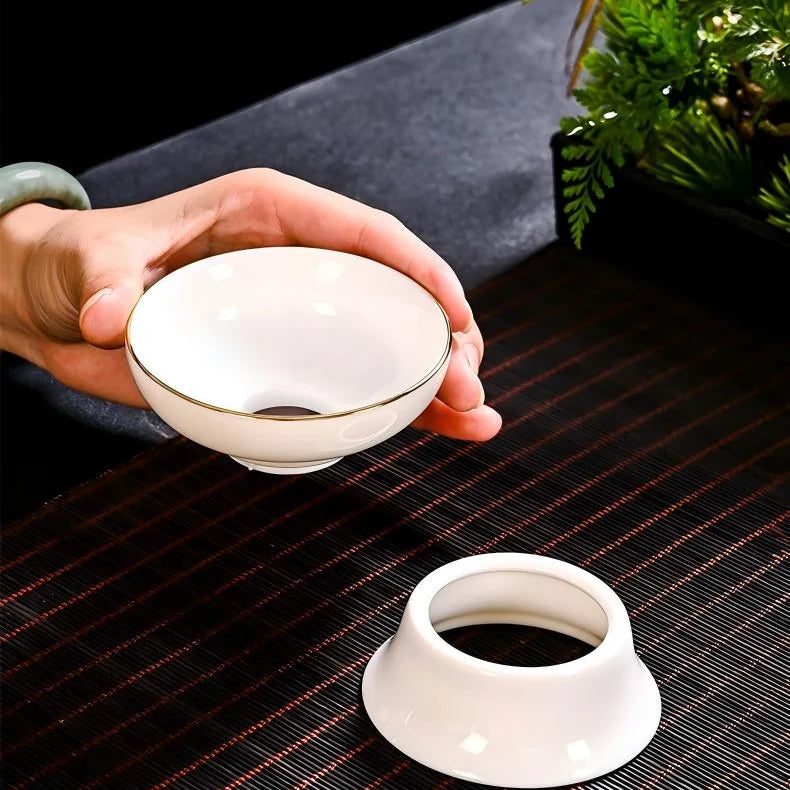 Jade-like White Porcelain Tea Set product gallery photo 12 for ceramic gongfu tea set