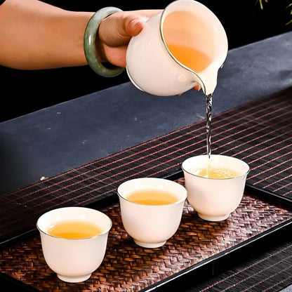 Jade-like White Porcelain Tea Set product gallery photo 13 for ceramic gongfu tea set