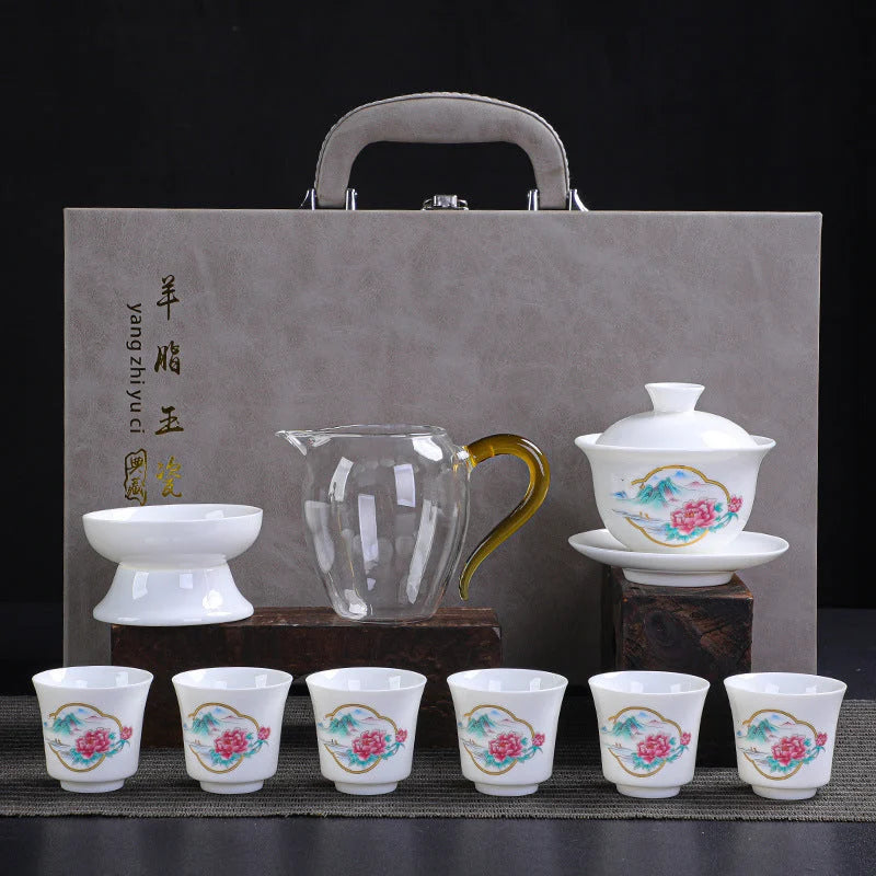 Dehua Porcelain Tea Set with Hand-Painted Design detail photo 3 for ceramic gongfu tea set