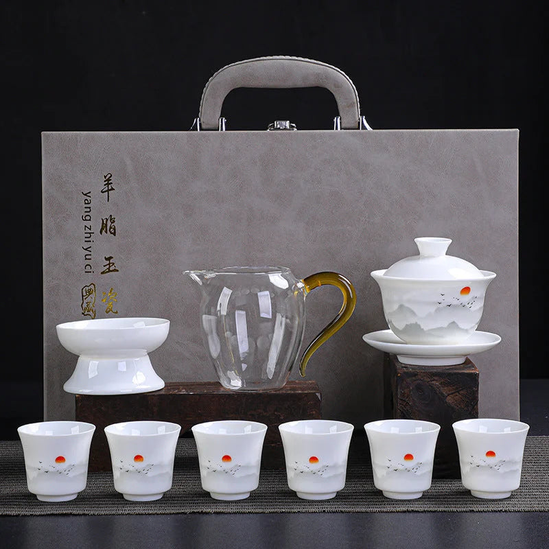 Dehua Porcelain Tea Set with Hand-Painted Design product gallery photo 5 for ceramic gongfu tea set