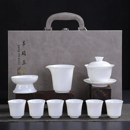 Dehua Porcelain Tea Set with Hand-Painted Design product gallery photo 6 for ceramic gongfu tea set