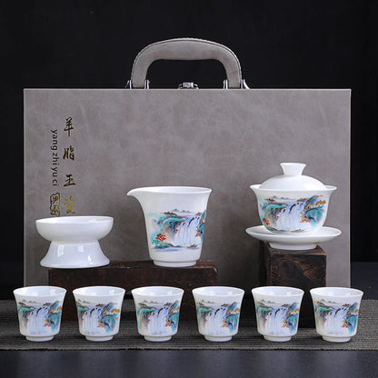 Dehua Porcelain Tea Set with Hand-Painted Design product gallery photo 7 for ceramic gongfu tea set