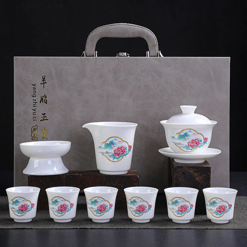 Dehua Porcelain Tea Set with Hand-Painted Design product gallery photo 8 for ceramic gongfu tea set