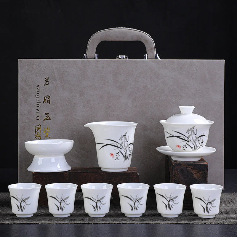 Dehua Porcelain Tea Set with Hand-Painted Design product gallery photo 9 for ceramic gongfu tea set