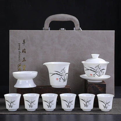 Dehua Porcelain Tea Set with Hand-Painted Design product gallery photo 9 for ceramic gongfu tea set