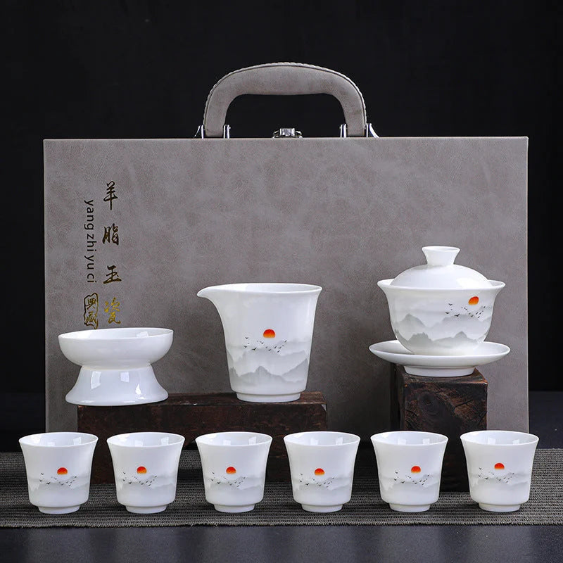 Dehua Porcelain Tea Set with Hand-Painted Design product gallery photo 10 for ceramic gongfu tea set