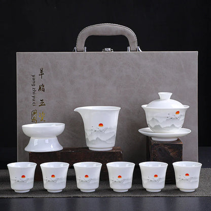 Dehua Porcelain Tea Set with Hand-Painted Design product gallery photo 10 for ceramic gongfu tea set