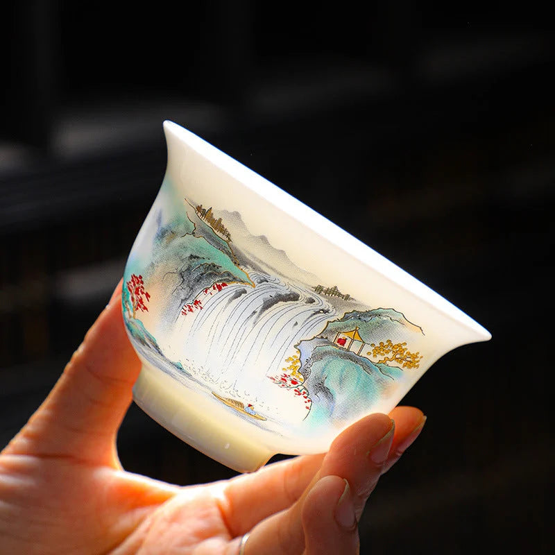 Dehua Porcelain Tea Set with Hand-Painted Design product gallery photo 13 for ceramic gongfu tea set