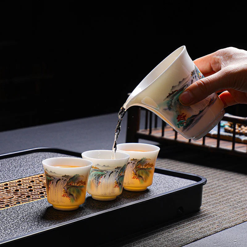 Dehua Porcelain Tea Set with Hand-Painted Design product gallery photo 15 for ceramic gongfu tea set