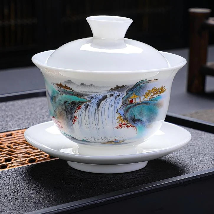 Dehua Porcelain Tea Set with Hand-Painted Design product gallery photo 18 for ceramic gongfu tea set