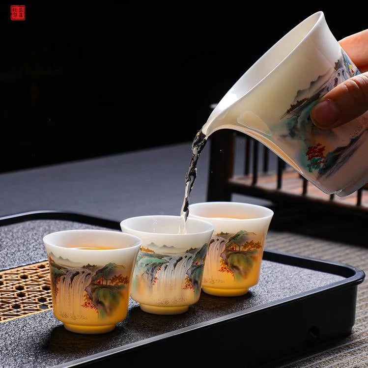 Dehua Porcelain Tea Set with Hand-Painted Design product gallery photo 22 for ceramic gongfu tea set