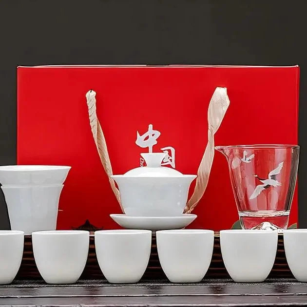 Dehua White Porcelain Gongfu Tea Set product gallery photo 11 for ceramic gongfu tea set