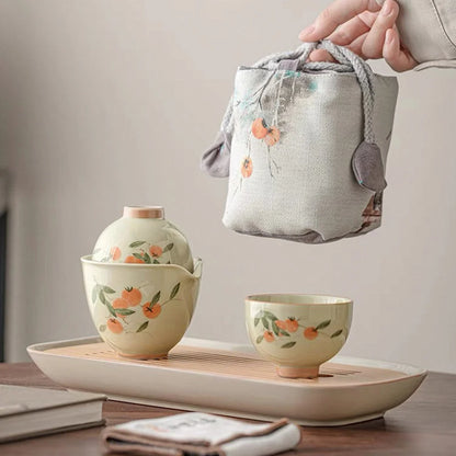 Fall Decor Vintage Travel Gaiwan Tea Set detail photo 2 for travel tea set
