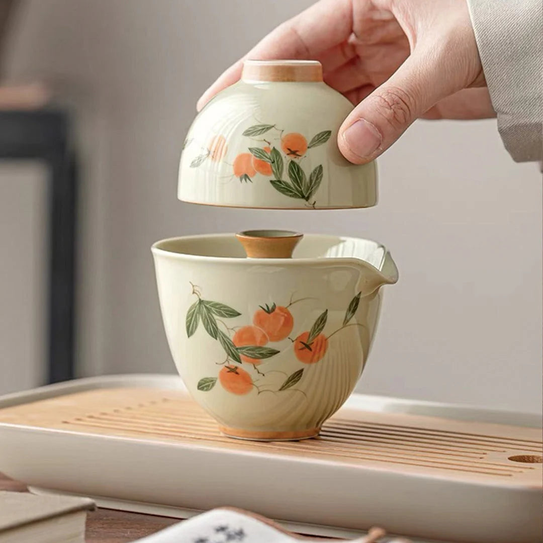 Fall Decor Vintage Travel Gaiwan Tea Set detail photo 4 for travel tea set