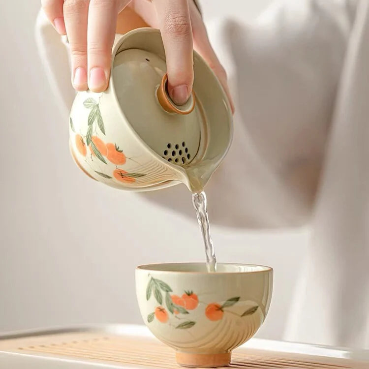 Fall Decor Vintage Travel Gaiwan Tea Set product gallery photo 5 for travel tea set