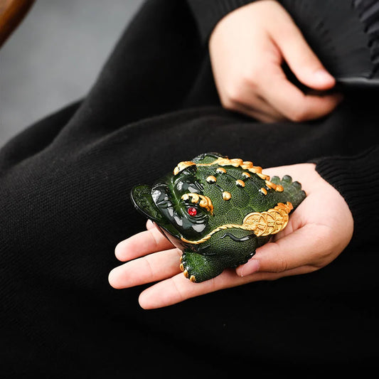 Green Color Changing "Jin Chan" Money Toad Tea Pet main product photo for gongfu tea pet